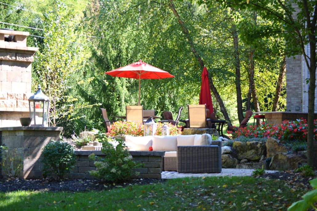 Hardscaping and Landscaping around backyard patio